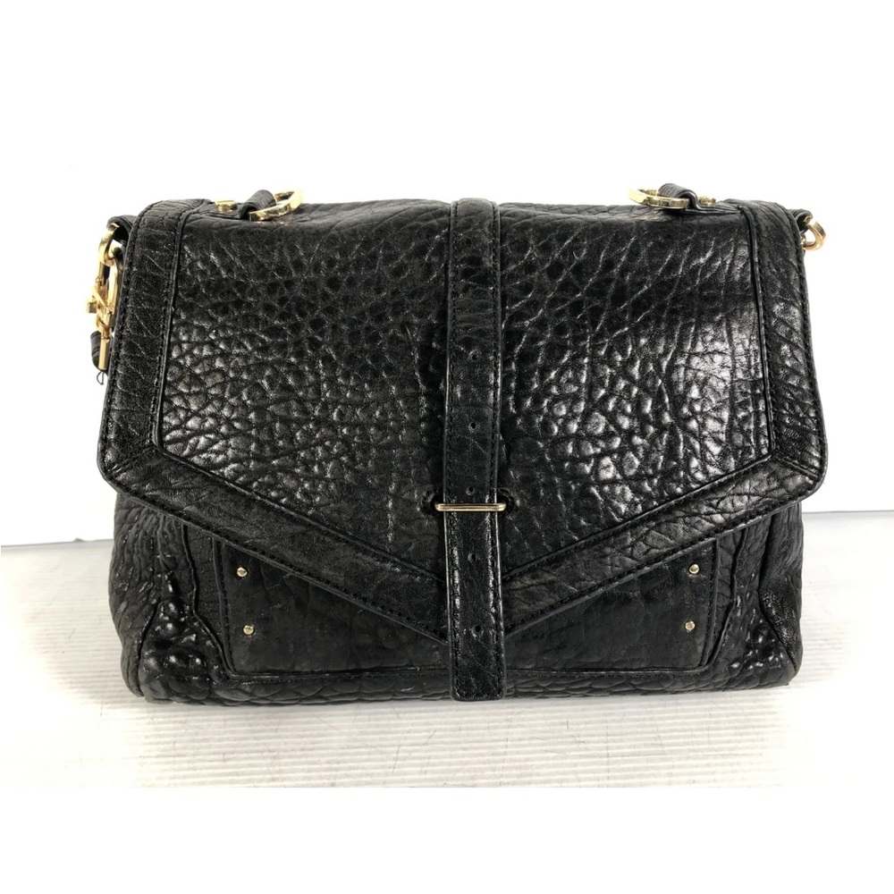Tory Burch Womens Crossbody Black Leather Pockets Adjustable Buckle Strap